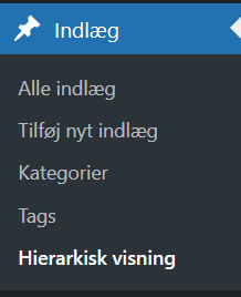 Skærmbillede af hierakisk visning af indlæg
