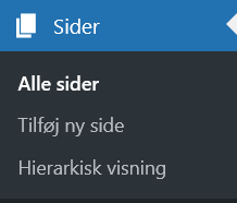 Skærmbillede af hierakisk visning af sider